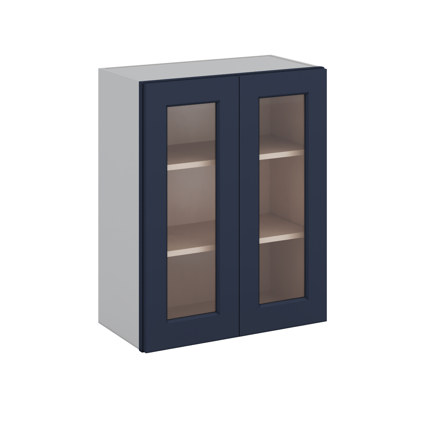 30" Tall NB29 Naval Blue Shaker 1-1/4" Overlay Glass Ready Wall Cabinet - Double Door 24", 27", 30", 33" & 36" 42" Wide
