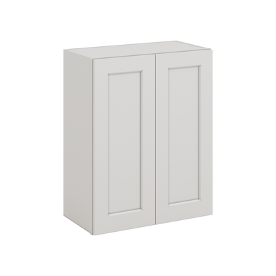 30" Tall 2WS White Shaker 1-1/4" Overlay Wall Cabinet - Double Door 24", 27", 30", 33" & 36" Wide
