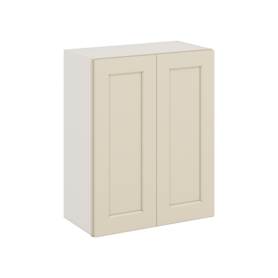 30" Tall Manhattan Cream Shaker 1-1/4" Overlay Wall Cabinet - Double Door 24", 27", 30", 33" & 36" Wide