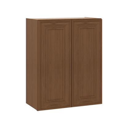 30" Tall Double Door 24", 27", 30", 33" & 36" Elegant Craftsman Mocha Shaker 1-1/4" Overlay Wall Cabinet