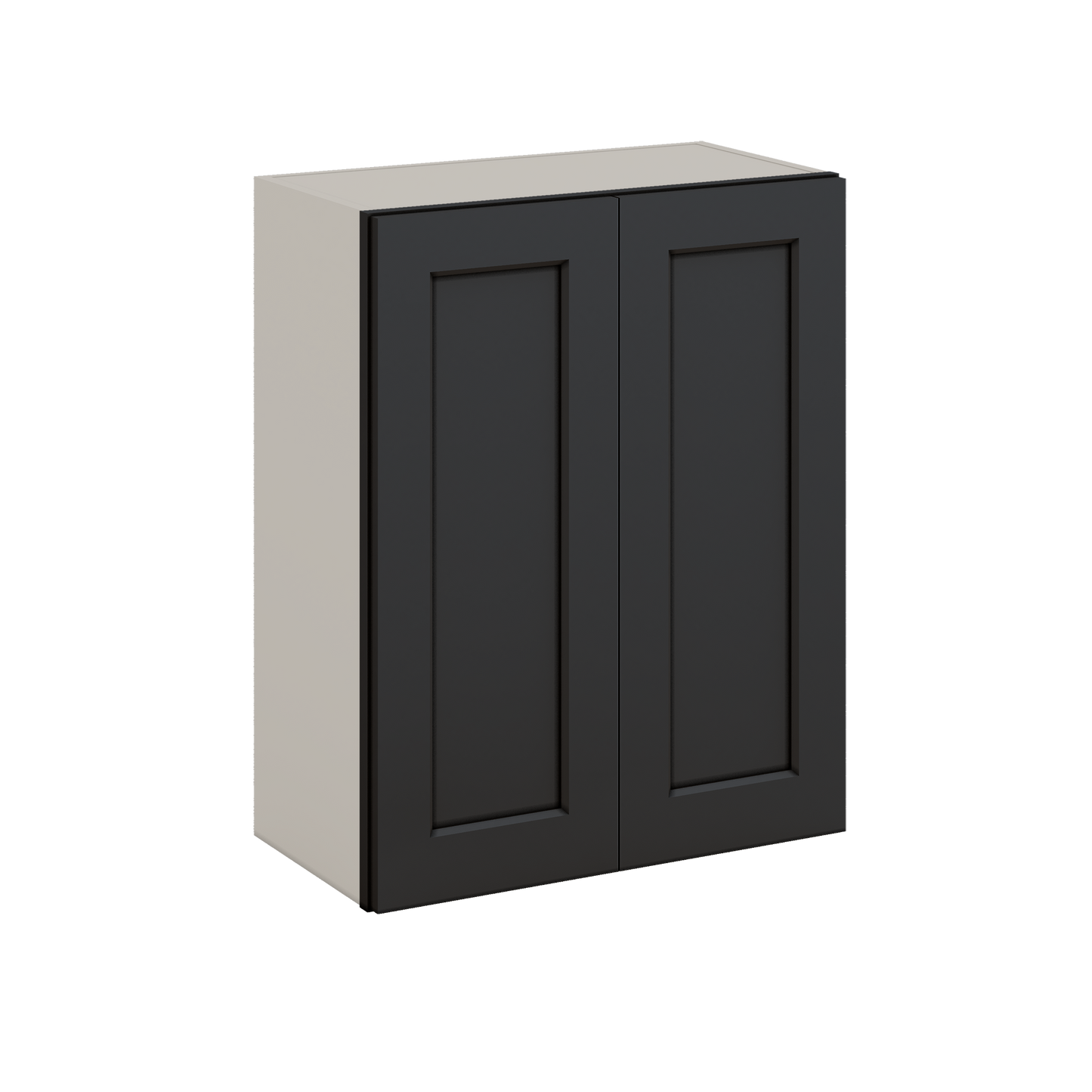 30" Tall 15HNS Hermosa Noir Black Shaker 1-1/4" Overlay Wall Cabinet - Double Door 24", 27", 30", 33" & 36" Wide