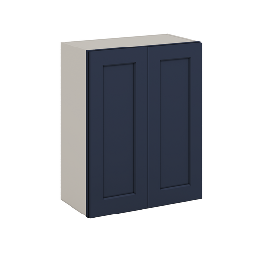 30" Tall NB29- Naval Blue Shaker 1-1/4" Overlay Wall Cabinet - Double Door 24", 27", 30", 33" & 36" 42" Wide