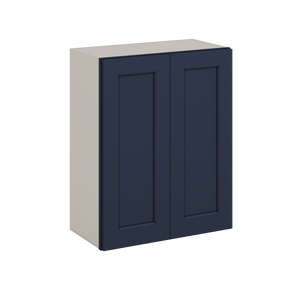 30" Tall 29NB Naval Blue Shaker 1-1/4" Overlay Wall Cabinet - Double Door 24", 27", 30", 33" & 36" Wide