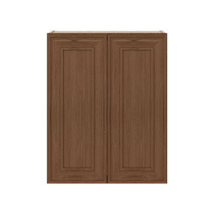 30" Tall Double Door 24", 27", 30", 33" & 36" Elegant Craftsman Mocha Shaker 1-1/4" Overlay Wall Cabinet