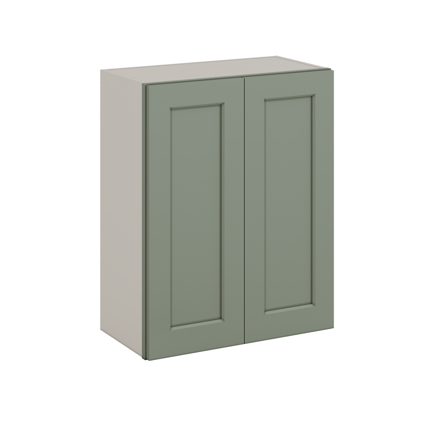 30" Tall Green Shaker 1-1/4" Overlay Wall Cabinet - Double Door 24", 27", 30", 33" & 36" Wide