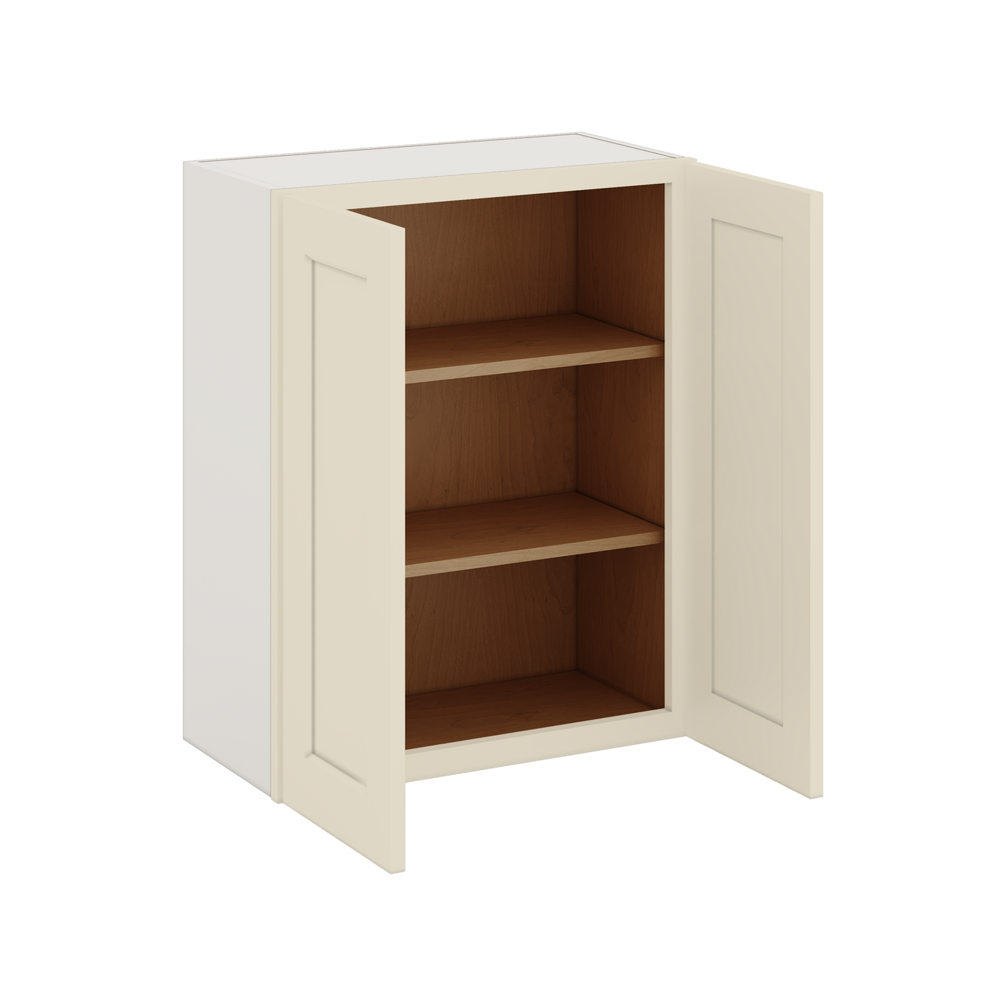30" Tall Manhattan Cream Shaker 1-1/4" Overlay Wall Cabinet - Double Door 24", 27", 30", 33" & 36" Wide