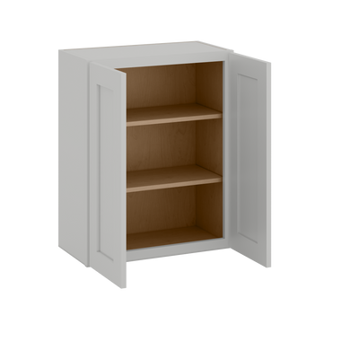 30" Tall | 24", 27", 30", 33", 36", 39", and 42" Width | Wall Cabinet with Double Doors | RTA Unassembled | Premium White Full Overlay
