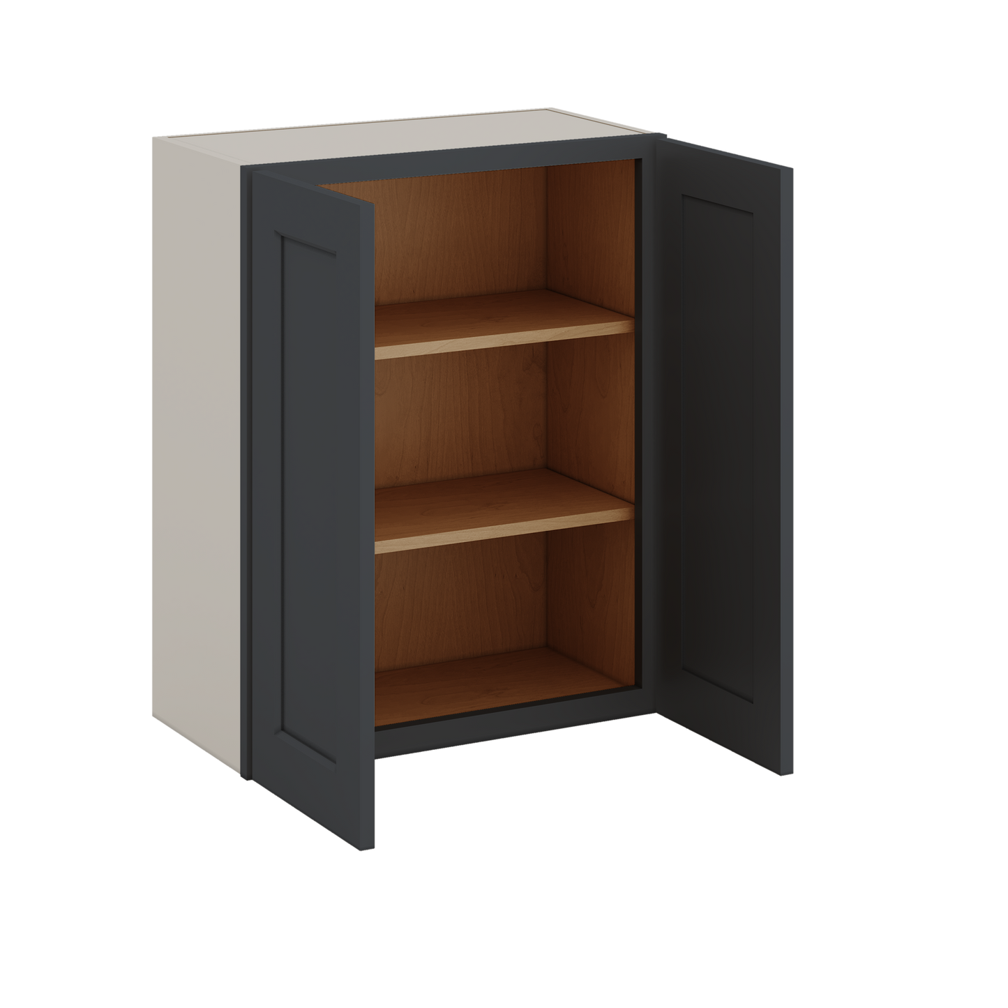 30" Tall 15HNS Hermosa Noir Black Shaker 1-1/4" Overlay Wall Cabinet - Double Door 24", 27", 30", 33" & 36" Wide