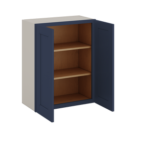 30" Tall 29NB Naval Blue Shaker 1-1/4" Overlay Wall Cabinet - Double Door 24", 27", 30", 33" & 36" Wide