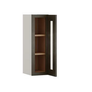 30" Tall Huntington Cinder Double Shaker Wall Glass Cabinet - Double Door 24", 27", 30", 33" & 36" Wide