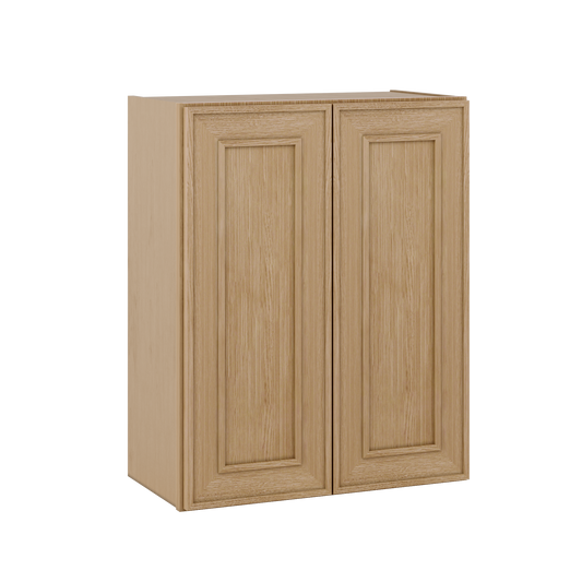 30" Tall Double Door 24", 27", 30", 33" & 36" Elegant Oak Craftsman Shaker 1-1/4" Overlay Wall Cabinet