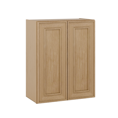 30" Tall Double Door 24", 27", 30", 33" & 36" Elegant Oak Craftsman Shaker 1-1/4" Overlay Wall Cabinet