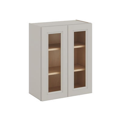 30" Tall 27LGDS Laguna Gray Double Shaker Wall Glass Cabinet - Double Door 24", 27", 30", 33" & 36" Wide