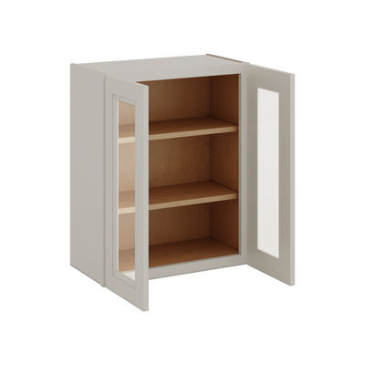 30" Tall 27LGDS Laguna Gray Double Shaker Wall Glass Cabinet - Double Door 24", 27", 30", 33" & 36" Wide