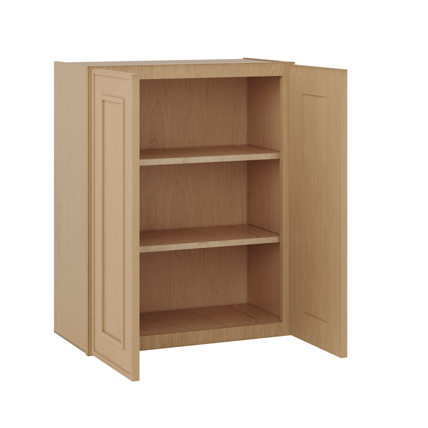 30" Tall Double Door 24", 27", 30", 33" & 36" Elegant Oak Craftsman Shaker 1-1/4" Overlay Wall Cabinet
