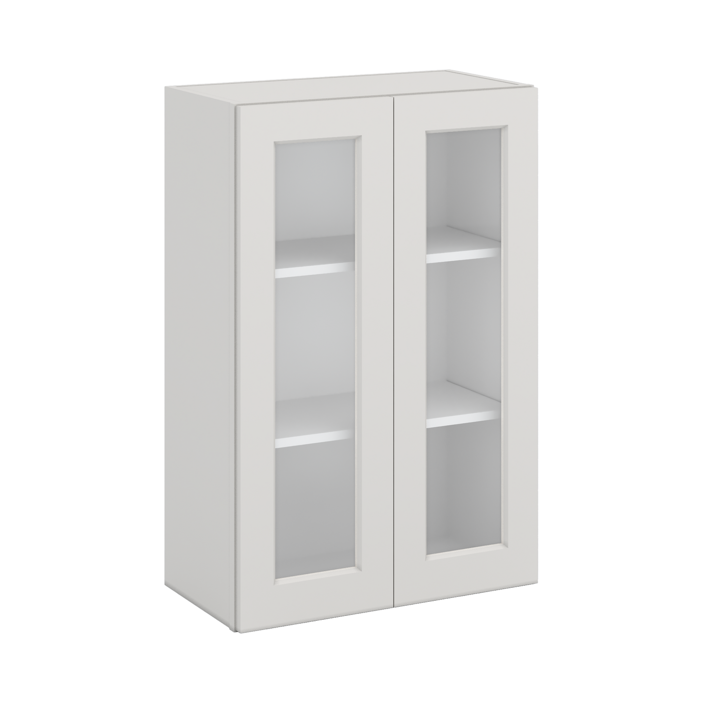 36" Tall 2WS White Shaker 1-1/4" Overlay Glass Ready Wall Cabinet - Double Door 24", 27", 30", 33" & 36" Wide