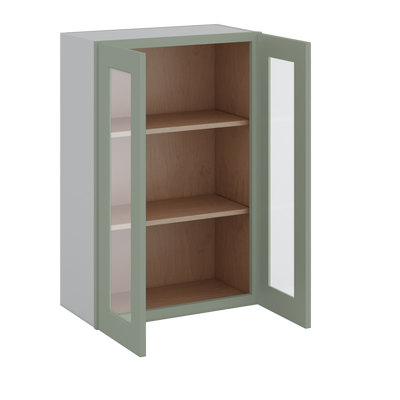 36" Tall Green Shaker 1-1/4" Overlay Glass Ready Wall Cabinet - Double Door 24", 27", 30", 33" & 36" Wide