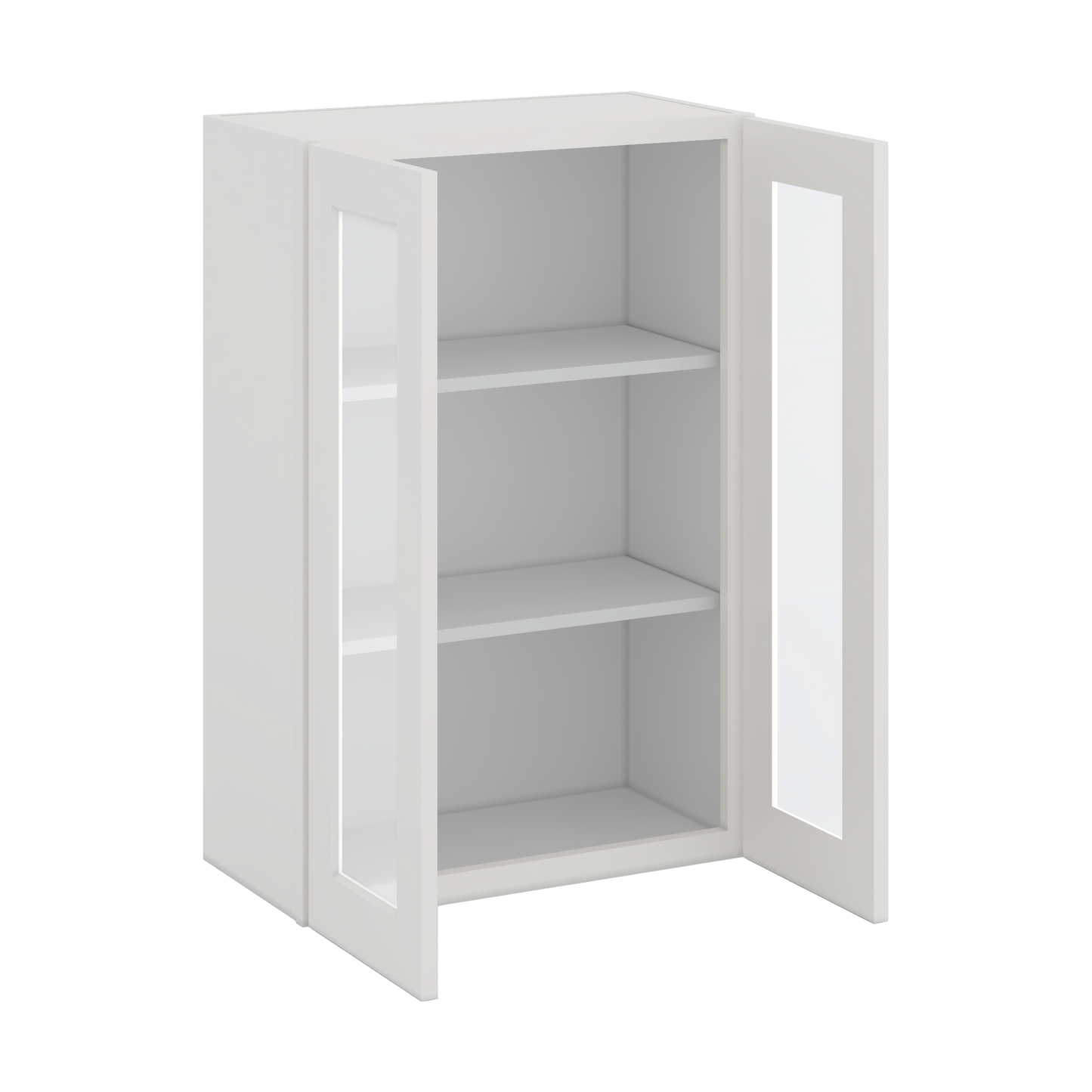 36" Tall 2WS White Shaker 1-1/4" Overlay Glass Ready Wall Cabinet - Double Door 24", 27", 30", 33" & 36" Wide