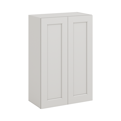 36" Tall 2WS White Shaker 1-1/4" Overlay Wall Cabinet - Double Door 24", 27", 30", 33" & 36" Wide
