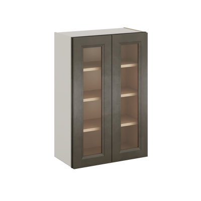 36" Tall Huntington Cinder Double Shaker Glass Ready Wall Cabinet - Double Door 24", 27", 30", 33" & 36" Wide