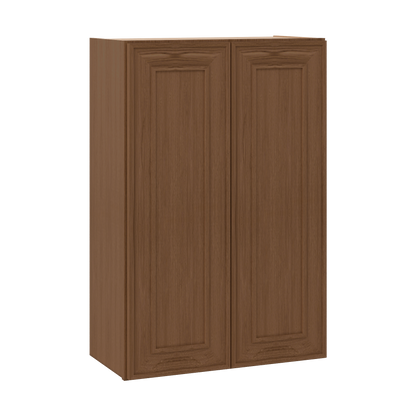 36" Tall Double Door 24", 27", 30", 33" & 36" Wide Mocha Elegant Oak Shaker Wall Cabinet