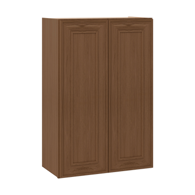36" Tall Double Door 24", 27", 30", 33" & 36" Wide Mocha Elegant Oak Shaker Wall Cabinet