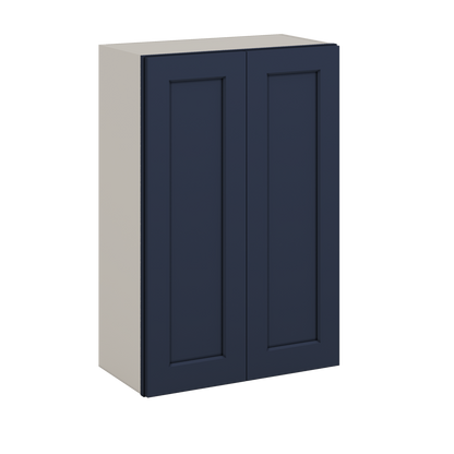 36" Tall 29NB Naval Blue Shaker 1-1/4" Overlay Wall Cabinet - Double Door 24", 27", 30", 33" & 36" 42" Wide