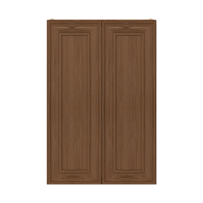 36" Tall Double Door 24", 27", 30", 33" & 36" Wide Mocha Elegant Oak Shaker Wall Cabinet