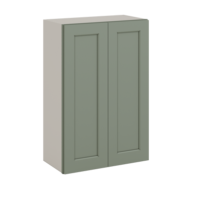 36" Tall Green Shaker 1-1/4" Overlay Wall Cabinet - Double Door 24", 27", 30", 33" & 36" Wide