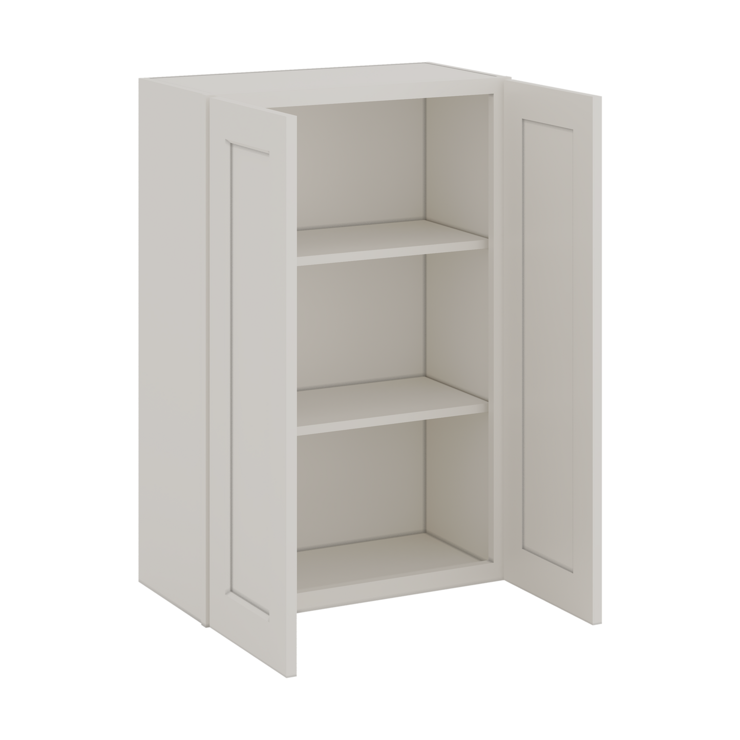 36" Tall 2WS White Shaker 1-1/4" Overlay Wall Cabinet - Double Door 24", 27", 30", 33" & 36" Wide