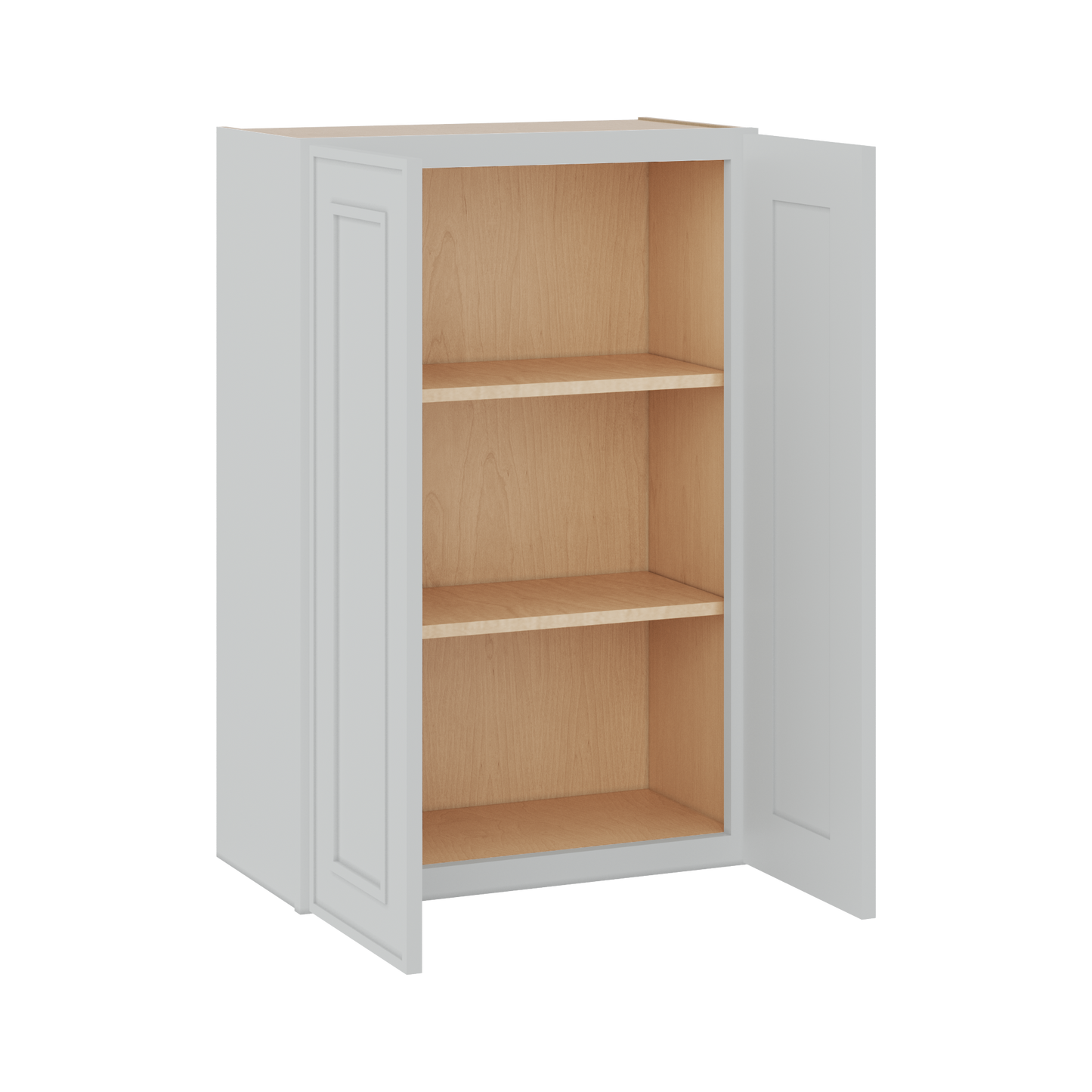 36" Tall Double Door 24", 27", 30", 33" & 36" Wide White Elegant Oak Shaker Wall Cabinet