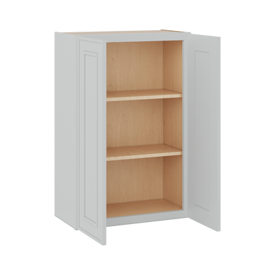 36" Tall Double Door 24", 27", 30", 33" & 36" Wide White Elegant Oak Shaker Wall Cabinet