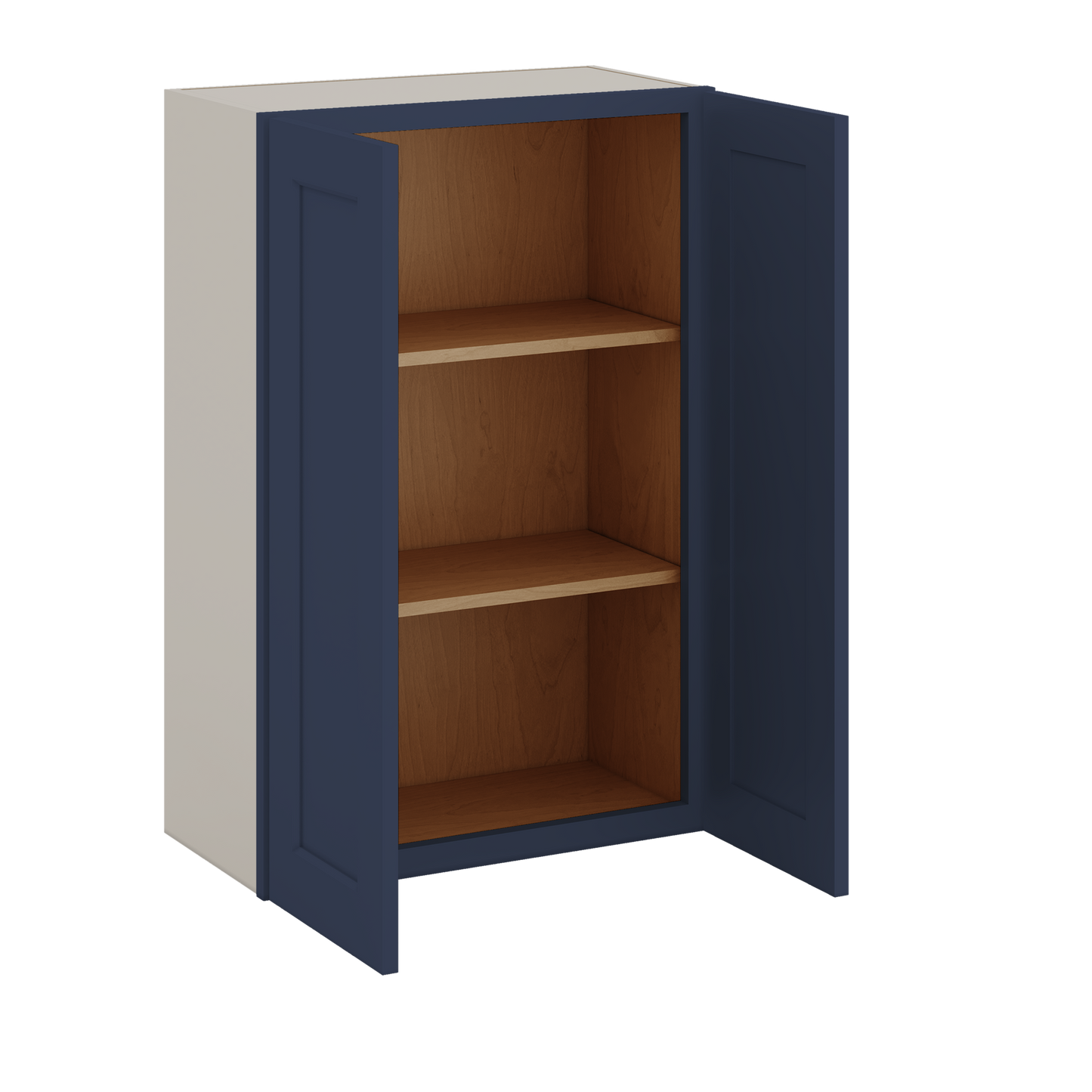 36" Tall 29NB Naval Blue Shaker 1-1/4" Overlay Wall Cabinet - Double Door 24", 27", 30", 33" & 36" 42" Wide