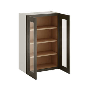 36" Tall Huntington Cinder Double Shaker Glass Ready Wall Cabinet - Double Door 24", 27", 30", 33" & 36" Wide