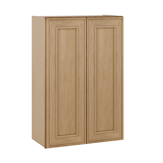 Natural oak elegant craftsman shaker double-door wall 24"–36" rta kitchen cabinet