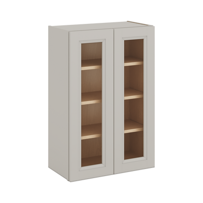 36" Tall 27LGDS Laguna Gray Double Shaker Glass Ready Wall Cabinet - Double Door 24", 27", 30", 33" & 36" Wide