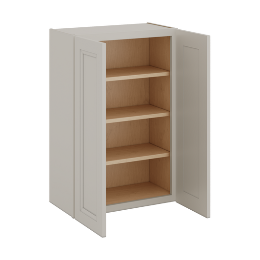 36" Tall 27LGDS Laguna Gray Double Shaker Glass Ready Wall Cabinet - Double Door 24", 27", 30", 33" & 36" Wide