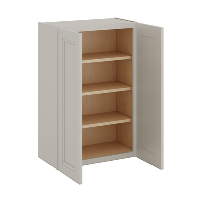 36" Tall 27LGDS Laguna Gray Double Shaker Glass Ready Wall Cabinet - Double Door 24", 27", 30", 33" & 36" Wide