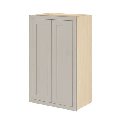 39" Tall Tuscan Gray Inset Shaker Wall Cabinet - Double Door 24", 27", 30", 33" & 36" Wide