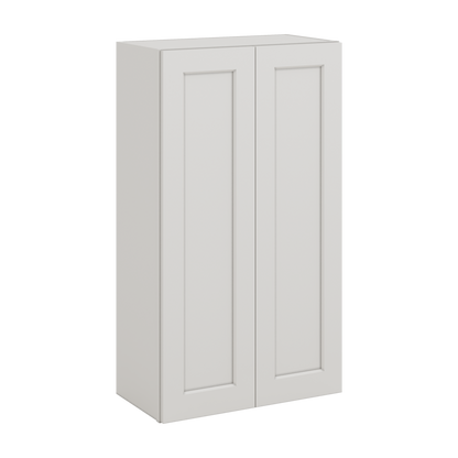40" Tall 2WS White Shaker 1-1/4" Overlay Wall Cabinet - Double Door 24", 27", 30", 33", 36"
