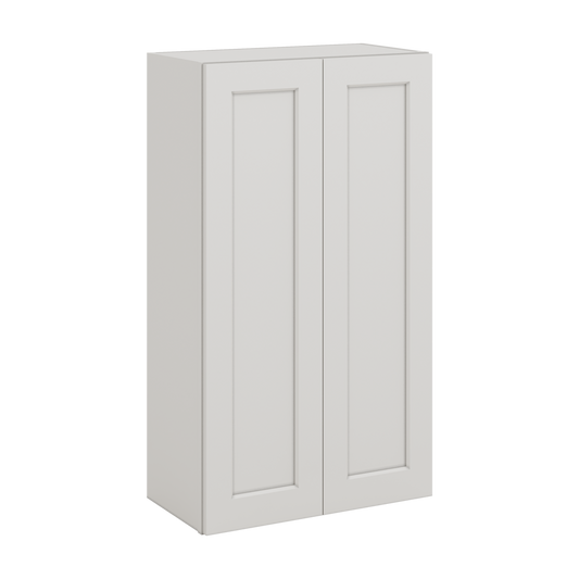 42" Tall ICE White Shaker 1-1/4" Overlay Wall Cabinet - Double Door 24", 27", 30", 33", 36" CWS/CWB
