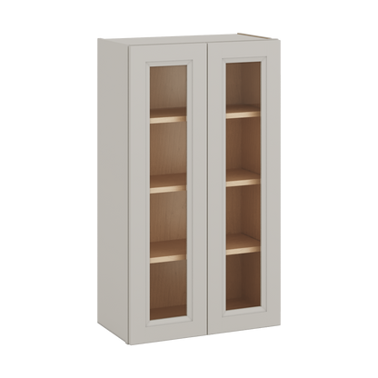 42" Tall 27LGDS Laguna Gray Double Shaker Glass Ready Wall Cabinet - Double Door 24", 27", 30", 33", 36"