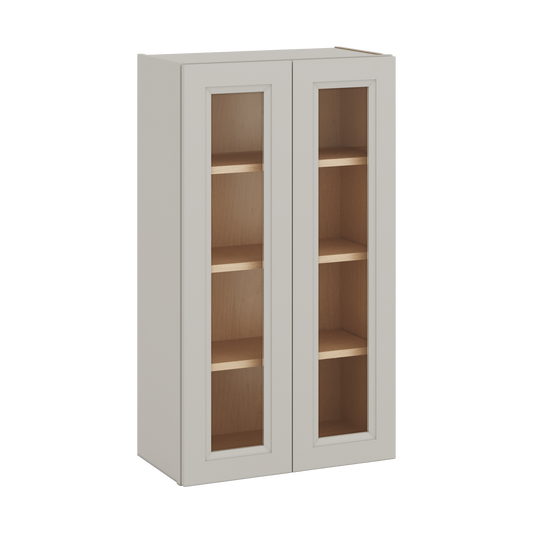 42" Tall 27LGDS Laguna Gray Double Shaker Glass Ready Wall Cabinet - Double Door 24", 27", 30", 33", 36"