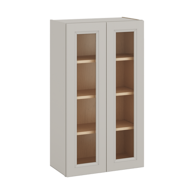 42" Tall 27LGDS Laguna Gray Double Shaker Glass Ready Wall Cabinet - Double Door 24", 27", 30", 33", 36"