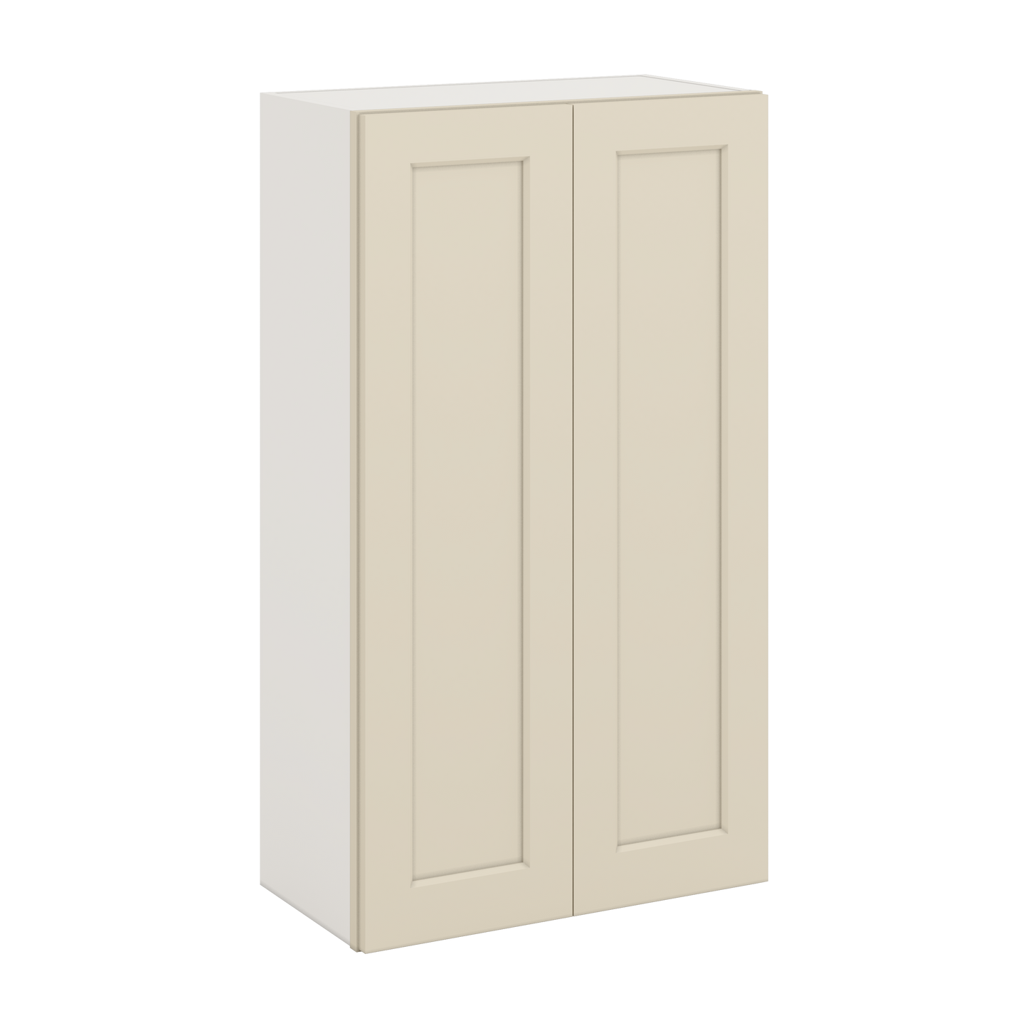 42" Tall Manhattan Cream Shaker 1-1/4" Overlay Wall Cabinet - Double Door 24", 27", 30", 33", 36"