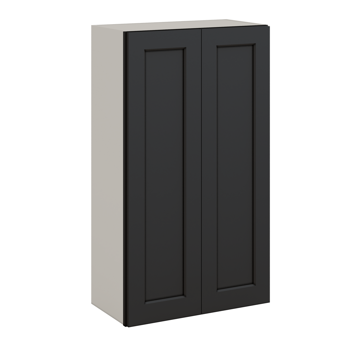 42" Tall Wall Cabinet 15HNS Hermosa Noir Black Shaker 1-1/4" Overlay - Double Door 24", 27", 30", 33", 36"