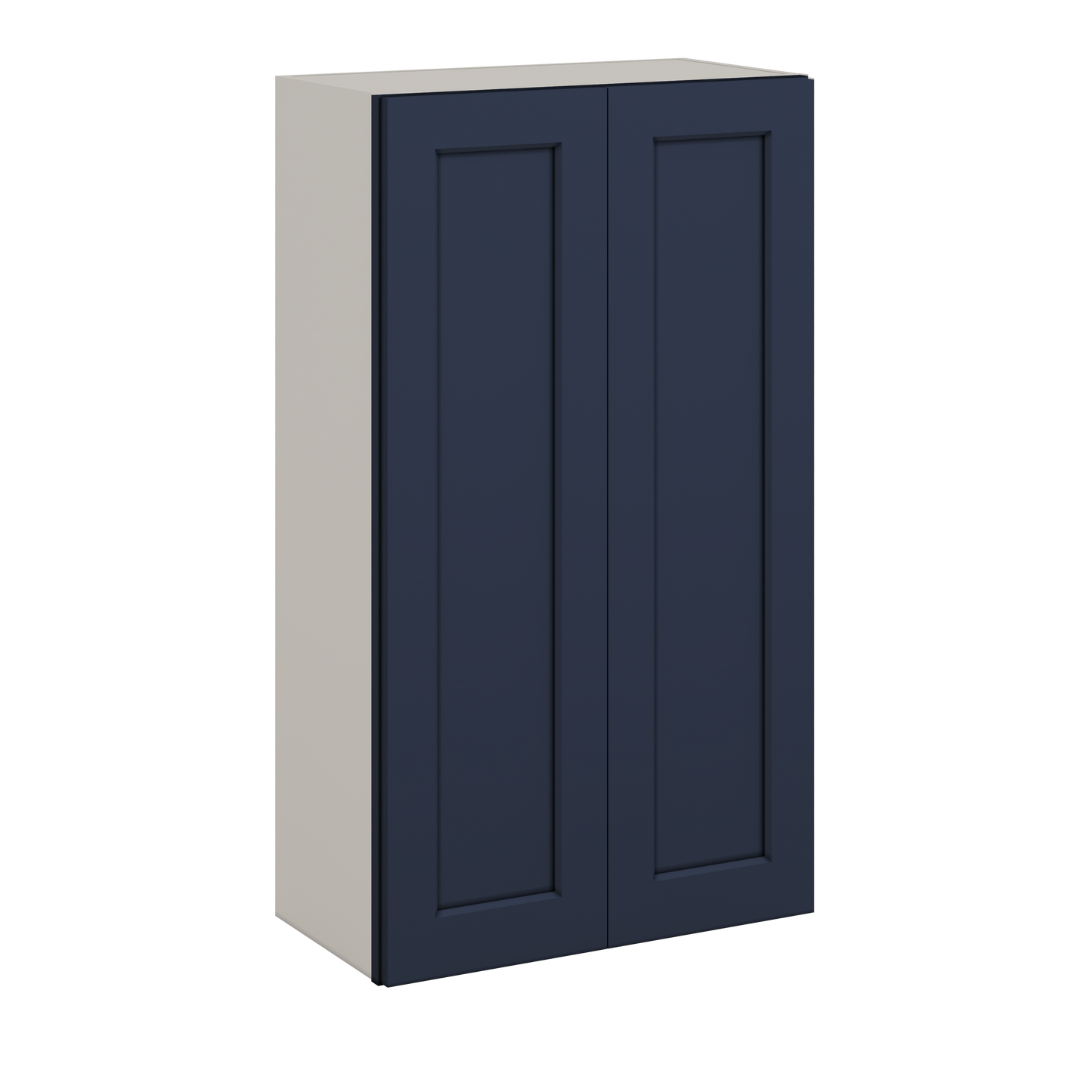 42" Tall NB29- Naval Blue Shaker 1-1/4" Overlay Wall Cabinet - Double Door 24", 27", 30", 33", 36"