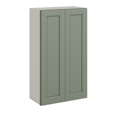 42" Tall Green Shaker 1-1/4" Overlay Wall Cabinet - Double Door 24", 27", 30", 33", 36"