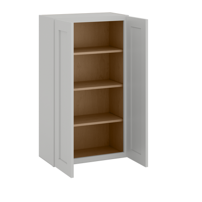 42" Tall | 24", 27", 30", 33", 36", 39", and 42" Width | Wall Cabinet with Double Doors | RTA Unassembled | Premium White Full Overlay