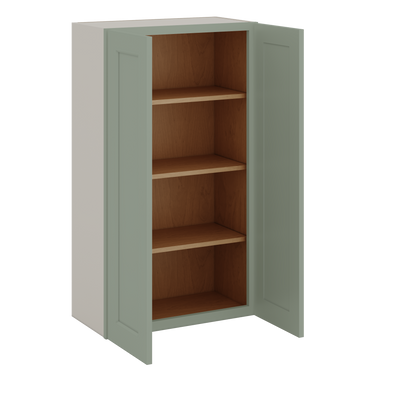 42" Tall 24", 27", 30", 33", 36" & 42" Wide 14SG Sage Green  Shaker 1-1/4" Overlay Wall Cabinet - Double Door